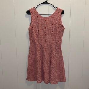 Vintage Gingham Floral Print Dress